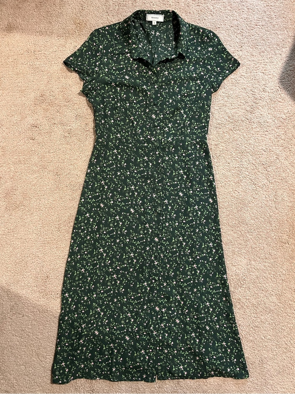 RIHOAS Brand Green Floral Midi Dress
